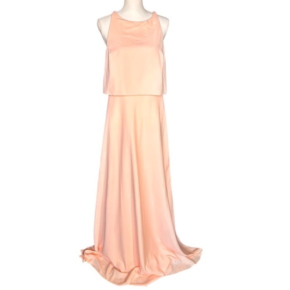 JILL STUART Iva Bridesmaid Maxi Dress sz 18 Peach Sleeveless BHLDN Anthropologie - Picture 2 of 12